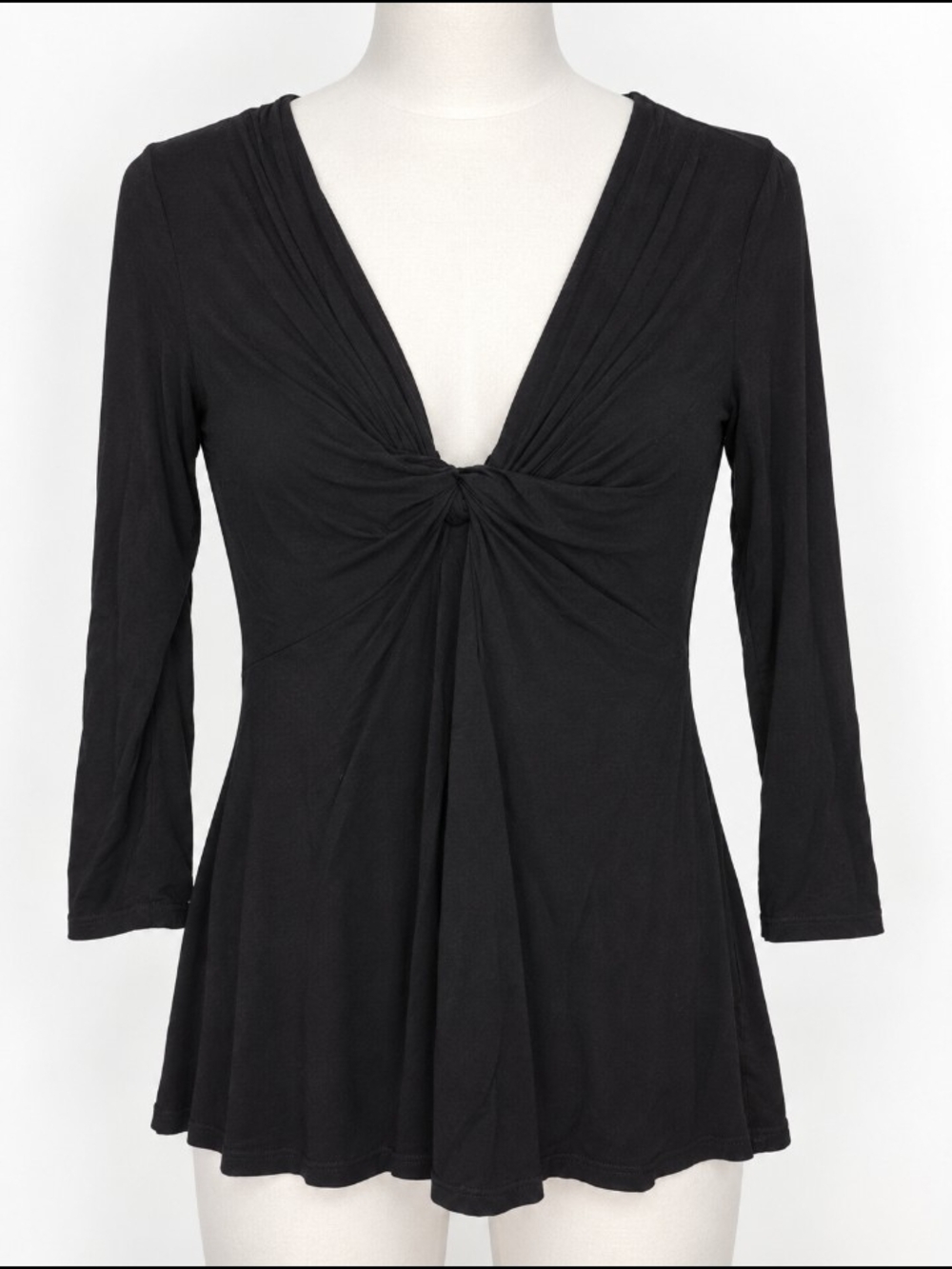 Boston Proper Black Twist-Front V-Neck Tunic